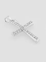 Cross Pendant Silver with Zirconia - 20mm