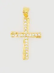 Gold-Plated Cross Pendant with Zirconia - 20mm