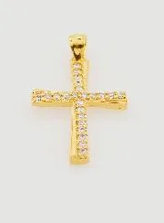 Gold-Plated Cross Pendant with Zirconia - 20mm