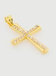 Gold-Plated Cross Pendant with Zirconia - 20mm