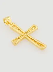 Gold-Plated Cross Pendant with Zirconia - 20mm