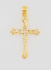 Gold-Plated Openwork Cross Pendant with Zirconia - 23mm