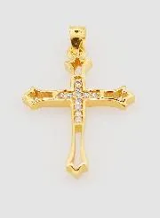 Gold-Plated Openwork Cross Pendant with Zirconia - 23mm