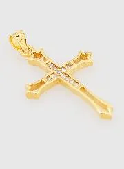 Gold-Plated Openwork Cross Pendant with Zirconia - 23mm