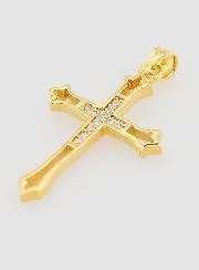 Gold-Plated Openwork Cross Pendant with Zirconia - 23mm
