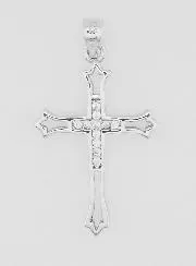 Openwork Cross Pendant in Silver and Zirconia - 23mm
