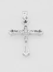 Openwork Cross Pendant in Silver and Zirconia - 23mm