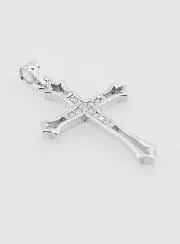 Openwork Cross Pendant in Silver and Zirconia - 23mm