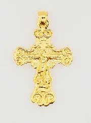 Broad Gold-Plated Arabesque Cross Pendant - 20mm