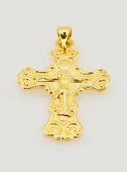 Broad Gold-Plated Arabesque Cross Pendant - 20mm
