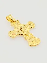 Broad Gold-Plated Arabesque Cross Pendant - 20mm