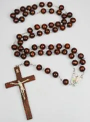 Large Wall Rosary from Lourdes in Black Wood