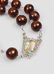 Large Wall Rosary from Lourdes in Black Wood
