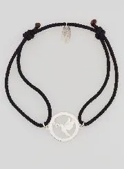 Silver and Black Cord Bracelet - Holy Spirit