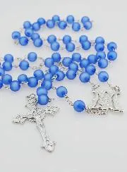 Rosary with Blue Beads and Miraculous Medal