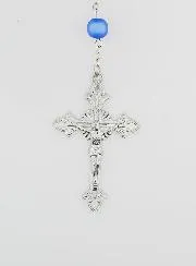 Rosary with Blue Beads and Miraculous Medal