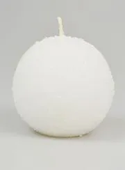 Tabletop Spherical Candle with Ice Crystals 8cm - White