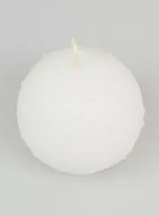 Tabletop Spherical Candle with Ice Crystals 8cm - White
