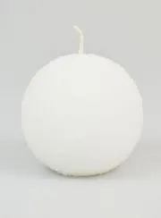 Frosted Ball Christmas Candle 8cm - White