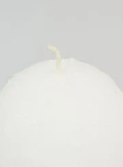 Frosted Ball Christmas Candle 8cm - White
