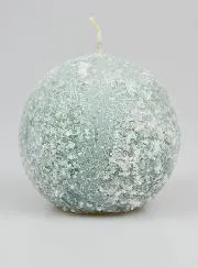 Tabletop Spherical Candle with Ice Crystals 8cm - Green