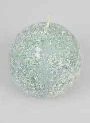Tabletop Spherical Candle with Ice Crystals 8cm - Green