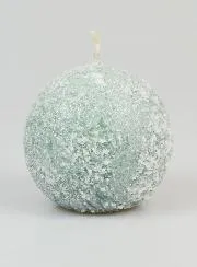 Frosted Ball Christmas Candle 8cm - Green