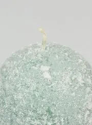 Frosted Ball Christmas Candle 8cm - Green