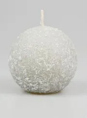 Tabletop Spherical Candle with Ice Crystals 8cm - Silver