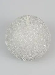 Tabletop Spherical Candle with Ice Crystals 8cm - Silver
