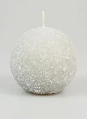 Frosted Ball Christmas Candle 8cm - Silvery