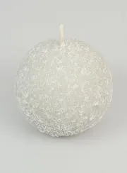 Frosted Ball Christmas Candle 8cm - Silvery