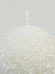 Frosted Ball Christmas Candle 8cm - Silvery