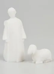 Alabaster Christmas Nativity Scene Shepherd and Sheep - 9cm