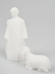 Alabaster Christmas Nativity Scene Shepherd and Sheep - 9cm