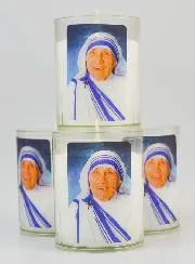 Set of 4 Votive Candles Saint Mother Teresa