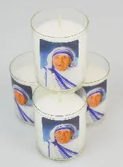 Set of 4 Votive Candles Saint Mother Teresa