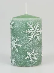 Snowflake Christmas Candle - Pine Green