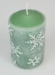 Snowflake Christmas Candle - Pine Green