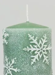 Snowflake Christmas Candle - Pine Green