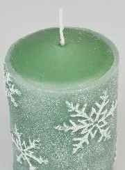 Snowflake Christmas Candle - Pine Green