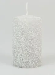 Frosted Effect Christmas Candle 10cm - Silver