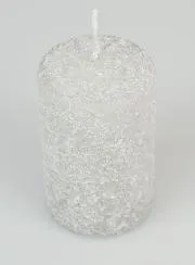 Frosted Effect Christmas Candle 10cm - Silver
