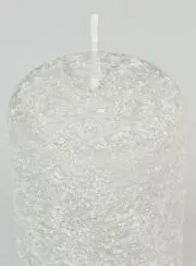 Frosted Effect Christmas Candle 10cm - Silver