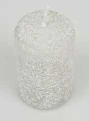 Snow Effect Tabletop Candle 10cm - Silver