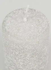 Snow Effect Tabletop Candle 10cm - Silver