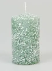 Snow Effect Tabletop Candle 10cm - Fir Green