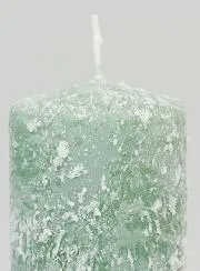 Snow Effect Tabletop Candle 10cm - Fir Green
