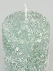 Snow Effect Tabletop Candle 10cm - Fir Green