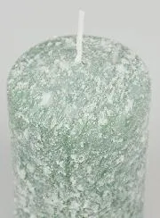 Frosted Effect Christmas Candle 10cm - Fir Green